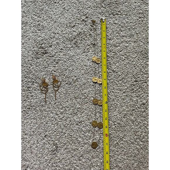 Womens/Teen Coin Style Long Necklace and Dangle Earrings Gold Tone - Picture 5 of 5